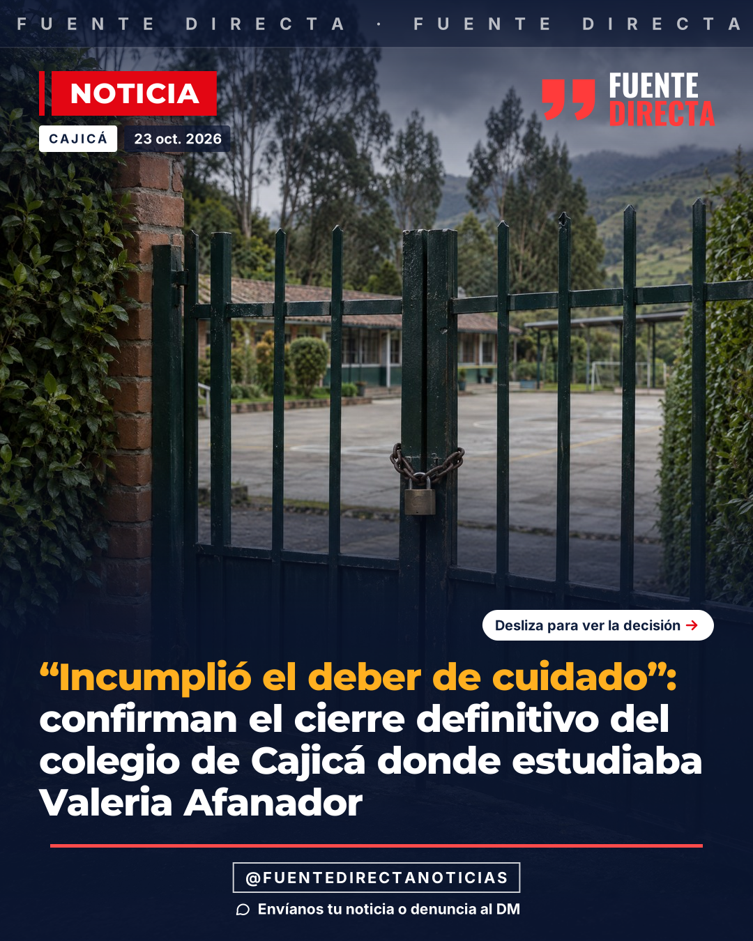Publicación en Instagram: “Incumplió el deber de cuidado”: confirman el cierre definitivo del colegio de Cajicá donde estudiaba Valeria Afanador